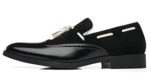 Santimon Mens Tassel Loafers Wingtip Brogue Antique Dress Leather Slip On Derby Casual Oxfords2