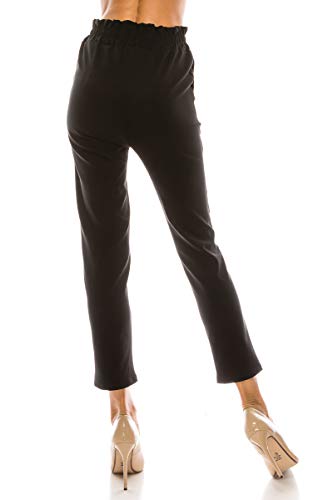 LA12ST Women's Cropped Paper Bag Waist Pants with Pockets4