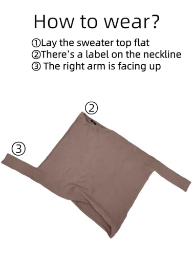 Lillusory Womens Batwing Oversized Sweaters Assymetrical Off The Shoulder Boat Neck Wrap Tunic Tops Fall Fashion Cloth Outfit Nutmeg Large thumb #4