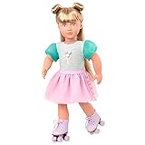 Was gehört unbedingt zum Sommer? Richtig: Eisessen und Rollschuhfahren.Dieses sommerliche Gute-Laune-Outfit für Deine 46cm Our Generation Puppe ist so süß wie Erdbeereis. Dein Liebling bekommt ein Top mit einer aufwändigen Eiswaffel-Applikation