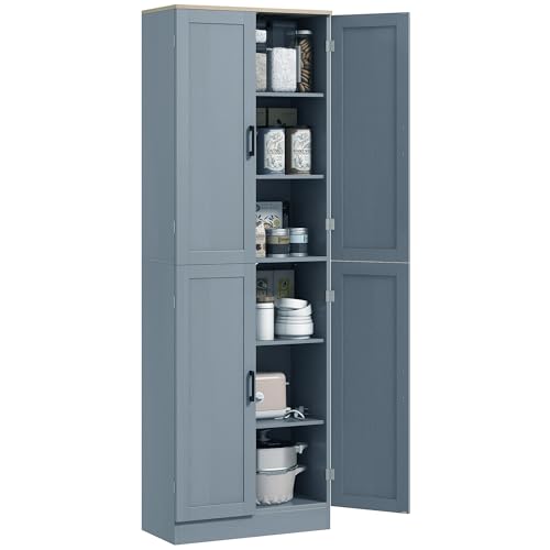 HOMCOM 67" Freestanding Kitchen Pantry, 4-Door Storage Cabinet Organizer with