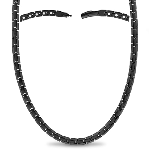 MagnetRX Titanium Magnetic Necklace Ultra Strength Magnetic Necklaces for Men & Women Effective Titanium Necklace with 62 Magnets (Black 22 Inches)