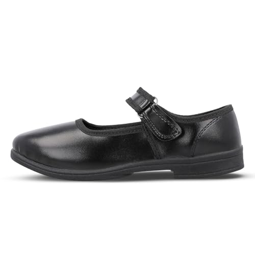 Image of WALKAROO Girls Hook and Loop School Shoes - WV592 Black
