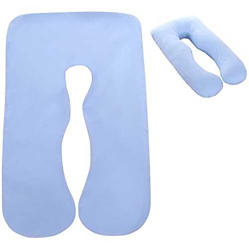 Ceolup Almohadas Corporales para Embarazadas Lavable Forma U Almohada Funda Algodón Repuesto para Almohada Embarazada 140x80cm