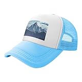 amrewqyl cappellino da baseball regolabile con stampa montagna, cielo blu, 3-6
