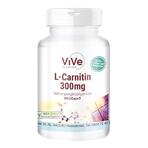L-Carnitine 300mg – 60 capsules – kristallijn carnipure-carnitine in luchtdichte LiCaps – hoge dosis en veganistisch | Kwaliteit uit Duitsland van ViVe Supplements