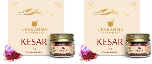 Image of UPAKARMA Kashmiri Kesar Saffron Original 1gram - Premium A+++ Grade in Gift Box, 100% Pure, Handpicked for Flavor & Aroma, Ideal for Cooking & Sweets - Pack of 2