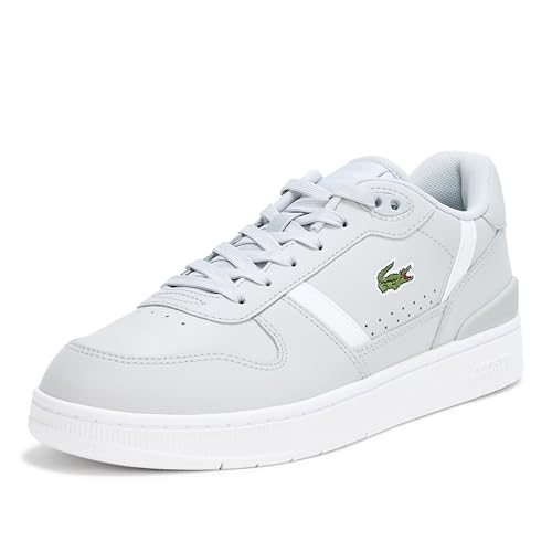 Lacoste Men's T-Clip Set Sneaker, Light Gray & White, 12