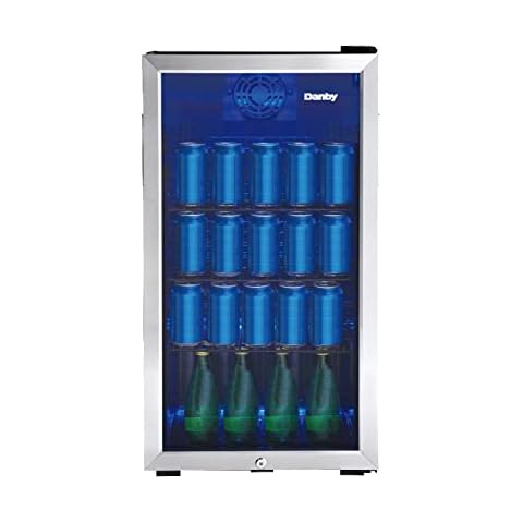 Danby DBC117A1BSSDB-6 117 Can Beverage Center, 3.1 Cu.Ft. Freestanding Drinks Refrigerator for Basement, Dining, Living Room-Bar Fridge Perfect for Beer, Pop, Water, Black/Grey Cover
