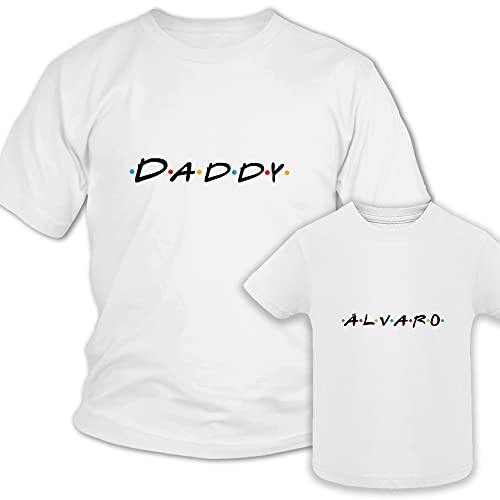 Regalo Día del Padre Camiseta personalizada + Body o camiseta hijo/a Texto al estilo Friends