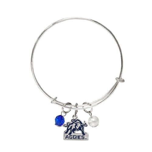Fan Frenzy Gifts Bangle Bracelet Officially Licensed NCAA College Bracelets | Adjustable to Up to 8 Inches | College Team Jewelry, (Utah State University)