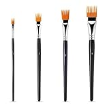 ZIJANG 4 Stück Texturwerkzeugpinsel, Künstlerpinsel mit Kammzähnen, Holz...
