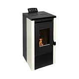 EIDER BIOMASA Estufa de Pellets ELITE 7 – 7,1 kW – Compacta – Rendimiento 94% – Hasta 175 m³ – Tolva 13 kg – Programable WiFi y Mando – Encendido Rápido – Clase A++