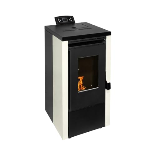 EIDER BIOMASA Estufa de Pellets ELITE 7 – 7,1 kW – Compacta – Rendimiento 94% – Hasta 175 m³ – Tolva 13 kg – Programable WiFi y Mando – Encendido Rápido – Clase A++