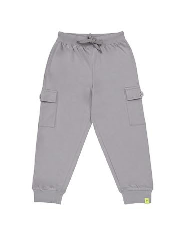 Image of KiddoPanti Boys Cotton Joggers | 100% Cotton Single Jersey | 2 Side Cargo Pockets with Flap | Elasticated Waist Band with Functional Drawcord | Soft & Breathable Track Pants