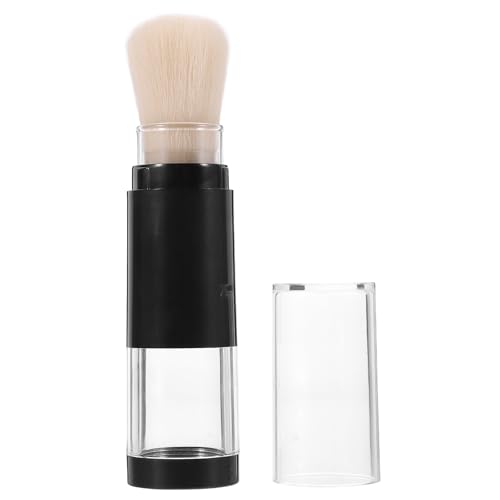 ibasenice Brocha para Polvos Recargable Depósito Integrado, Pincel Facial de Fibra Suave Color Beige, Tamaño Compacto para Viaje y Aplicación de Base y Rubor