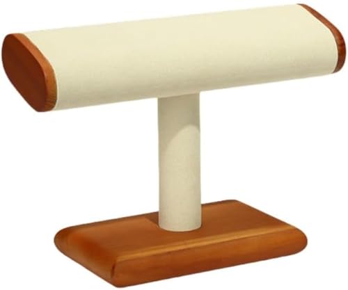 腕時計スタンド、木製、2〜4本収納、ボックス、アクセサリー無垢材ブレスレットラック、ジュエリーブレスレット、ヘアバンド、ジュエリーディスプレイカウンター、ディスプレイ (単層,ベージュ)