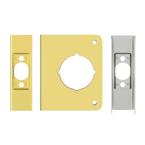 naubea Single Hole Door Knob Reinforcement Plate, Polished Gold, Fits 1-3/8
