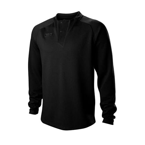 EvoShield Men's Standard 6-4-3 Henley Baseball Long Sleeve Shirt, Black