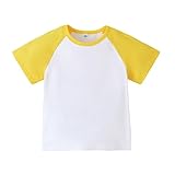 Kids Boys Girls Baseball T Shirt Toddler Baby Solid Color Tee Tops Short Sleeve Basic Blouse （Yellow-1, 4-5 Years）