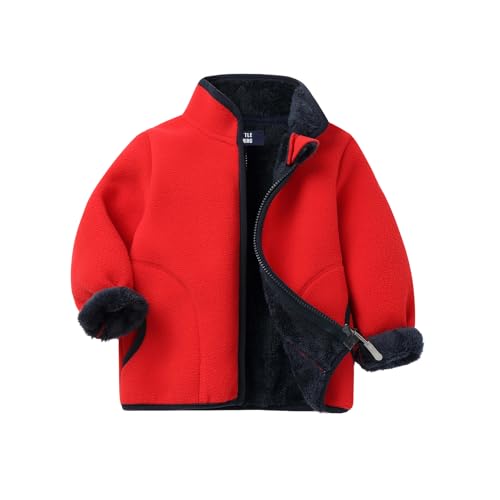 Image of LittleSpring Boys Girls Polar Fleece Jackets Fur Lined Zip Up Warm Winter Coat