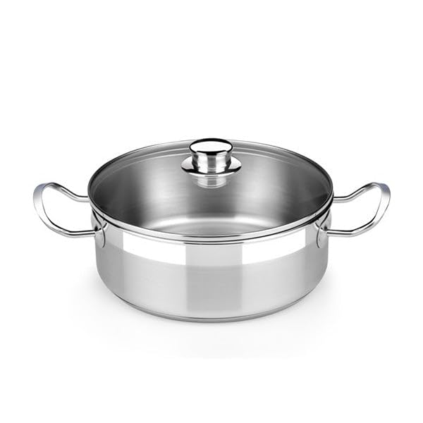 BRA Profesional | Cacerola con tapa de cristal 30 cm, acero inoxidable 18/10, sin antiadherente, full induction compatible con todos los tipos de cocina incluida inducción