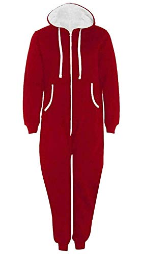 FAIRY BOUTIQUE Mono para hombre y adulto, pijama de una pieza, unisex, ropa de dormir con capucha, pijama todo en uno, con cremallera, en general, rosso, 5XL Cover