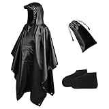 Regenponcho Fahrrad, Regencape mit Kapuze und Taschen, Regenponcho Damen und Herren...