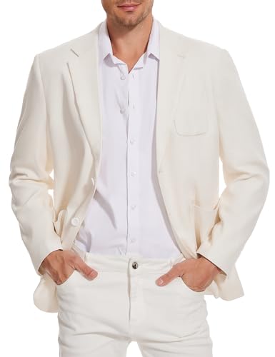 TURETRENDY Men's Linen Sport Coat Two Button Lightweight Blazer Business Casual Jacket