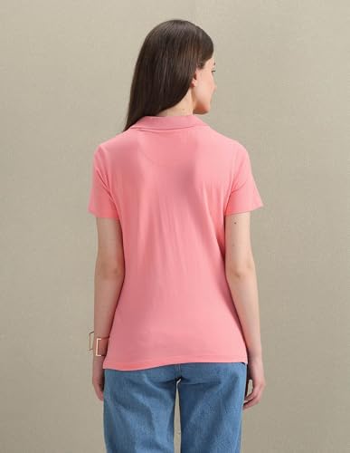 Image of U.S. POLO ASSN. Women's Open Placket Solid Polo Shirt (UWSS24PTS054 Pink XL)