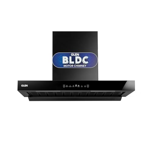 Image of Glen 76cm 1400 m /hr BLDC T- Shape Kitchen Chimney| Intelligent Auto Clean|Aeration | Filterless|(Hood Selena BLDC 76,Touch & Gesture Control,Black)