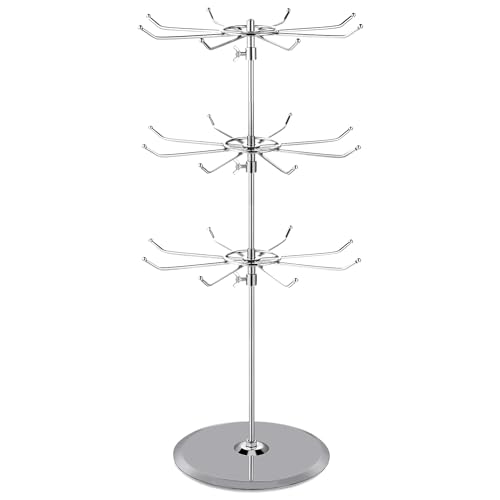 Modujoah MDJ-3TCH 3 Tier Heavy Duty Adjustable Couter Top Spinner Organizer Rack Tower With 24 Hooks, Jewelry Bracelet Display Stand For Exhibition Retail Store And Home Use  cover
