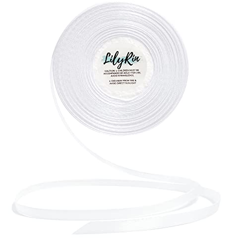 Image of White Ribbon 1 /4 Inches 36 Yards Satin Roll Perfect for Scrapbooking, Art, Wedding, Wreath, Baby Shower, Packing Birthday, Wrapping Christmas or Other Projects