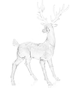 Ciieeo Rentier 2 Stück Klare Rentier-Elch-Figuren Aus Kristall Hirsch-Figuren Weihnachtsdekoratio...