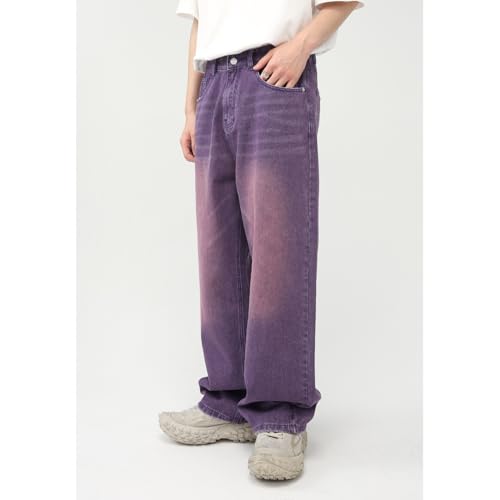Men's Jeans Autunm Korean Straight Purple Casual Commute Home Weekend Gathering Long Pants2