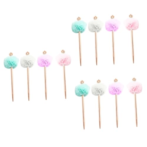 Stylo à bille pelucheux couronne stylo écriture délicat design pompon mignon