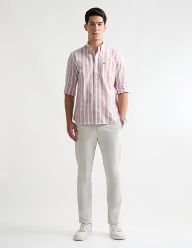 Image of Arrow Striped Slim Fit Mens Casual Shirts - 100% Cotton, Breathable & Comfortable, Full Sleeves Shirts for Men