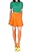 Basic Solid Stretchy Cotton High Waist A-line Flared Skater Mini Skirt (M, Orange)
