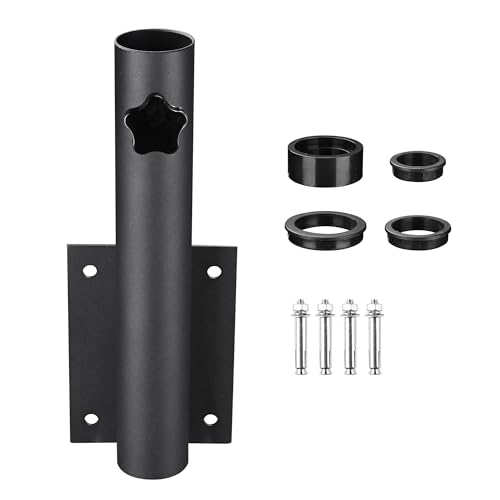 Yescom Flagpole Dock Side Bracket Universal Flag Pole Deck Holder Sleeve Fits for Pole Diameter 1" to 2 3/8" Black