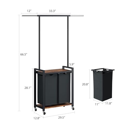 Cesto ropa vintage para dormitorio con perchero superior y base de hierro resistente 8