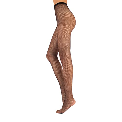 CALZITALY Collants Résille Petite Effet Rétro Vintage, Noir, Naturel, S, M-L, XL-XXL, 3XL, 4XL Fabriqué en Italie (XL-XXL, NOIR)