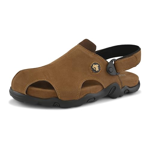 Image of Centrino Men's Sandals | Slingback Strap with Cushioned Black Footbed | Closed-Toe Clog Sandals | Stylish Sandal with Grip Insole | Comfortable Casual Footwear for Office, Travel & Walking (9585)