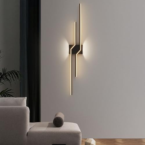 Apliques de pared interior en aluminio negro con diseño lineal minimalista 7