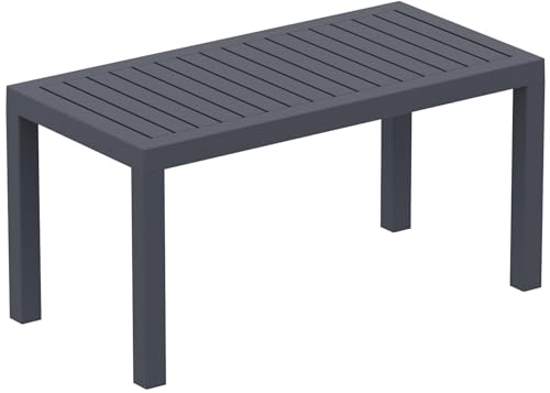 CLP Tavolo Giardino Rettangolare Ocean in Polipropilene I Tavolino Salotto Giardino in Robusta Plastica Resistente Ai Raggi UV, Colore:Grigio Scuro