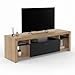 IDMarket - Meuble TV 140 cm Malo Bois et Placard Noir