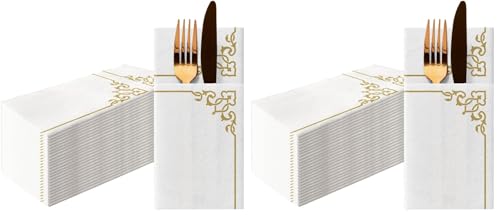 Serviette papier Airlaid anti-déchirure avec dorure pour baptême et fête