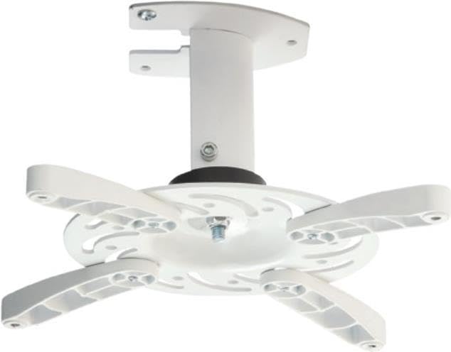 Support de Plafond Projecteur Ultra Résistant avec Inclinaison - Longueur Fixe - 15.5cm - pour Plafond Incliné ou Plat - Charge Max 15kg - Blanc