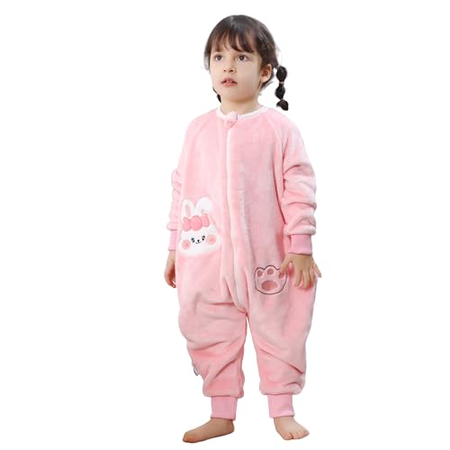 Image of MICHLEY Flannel Baby Sleeping Bag Unisex Pajamas, Long Sleeve Zipper Wearable Sleeping Sack for Autumn Winter Boys Girls