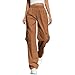 Cargo Sweatpants for Women Trendy Elastic High Waist Sweat Pants Teen Girls Y2K Fashion Wide Leg Pants with Pockets Pink