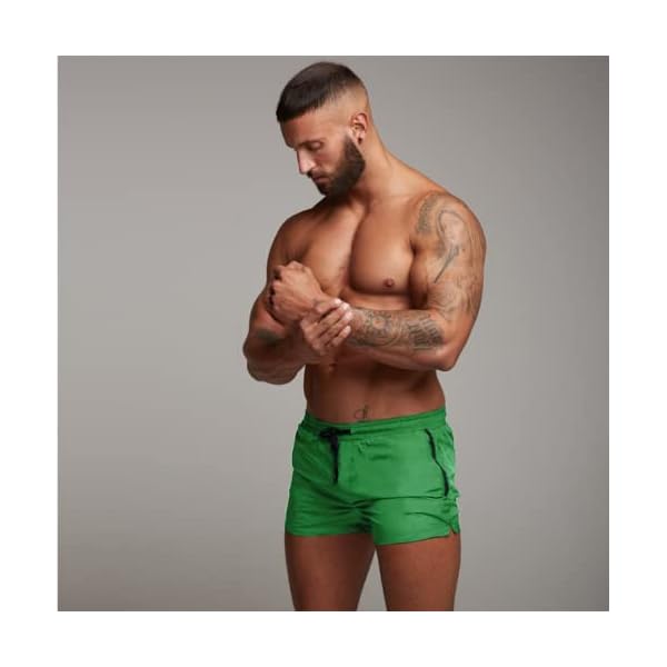 Mens Swim Trunks Quick Dry Swimwear Zipper Pockets, Swim Shorts with Mesh Lining Green - Image 3